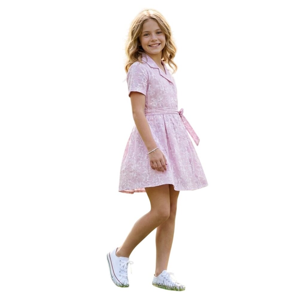 Peppermint Girls A-Line Embroidered Pink Floral Dress